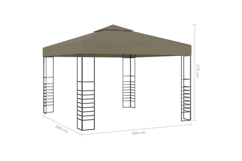 Paviljong 3x3 m taupe 180 g/m² - Brun - Utemöbler - Solskydd - Paviljong - Paviljong med tak