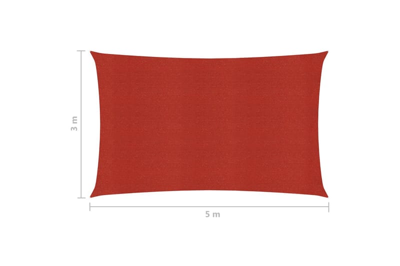 Solsegel 160 g/m² röd 3x5 m HDPE - Röd - Solsegel