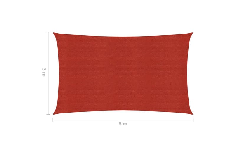Solsegel 160 g/m² röd 3x6 m HDPE - Röd - Solsegel