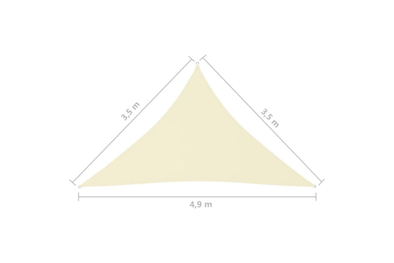 Solsegel oxfordtyg trekantigt 3,5x3,5x4,9 m gräddvit - Kräm - Utemöbler - Solskydd - Solsegel