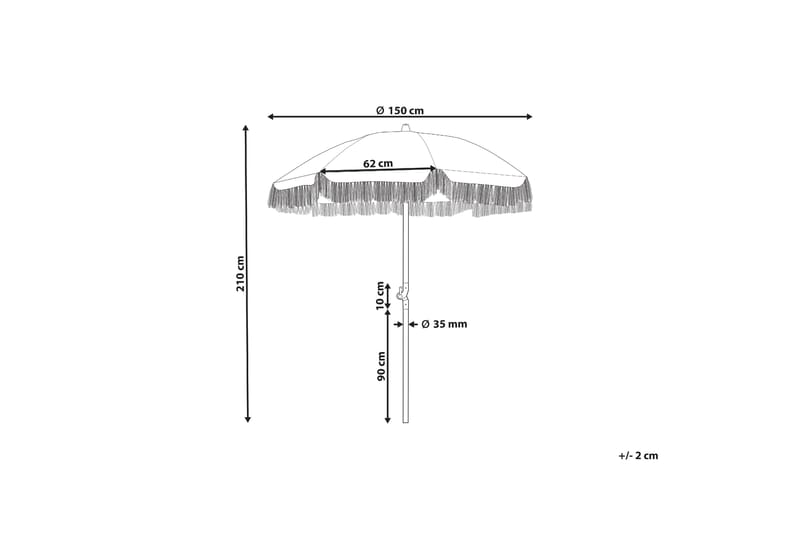 Teulon Parasoll 150 cm - Svart/Vit - Parasoll