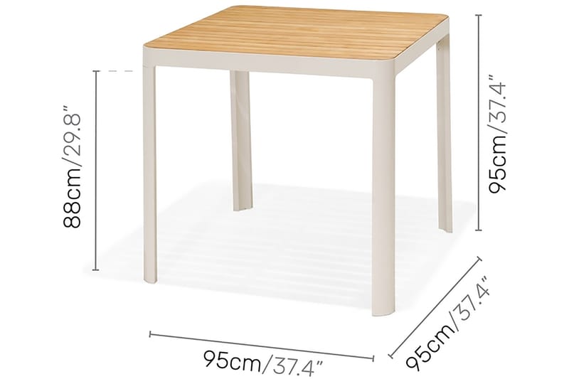 Portals Barbord Utomhus 95 cm - Vit/trä - Utemöbler - Utebord & trädgårdsbord - Barbord utomhus