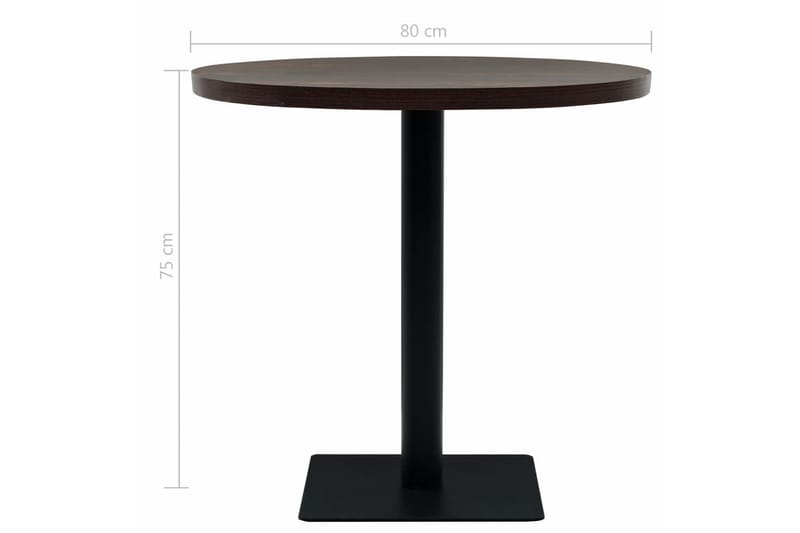 Bistrobord MDF och stål rund 80x75 cm mörk aska - Brun - Cafebord - Balkongbord