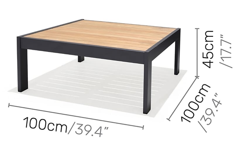 Palau Cafébord och Loungebord Utomhus 103 cm Teak Trä - Grå - Utemöbler - Utebord & trädgårdsbord - Cafebord