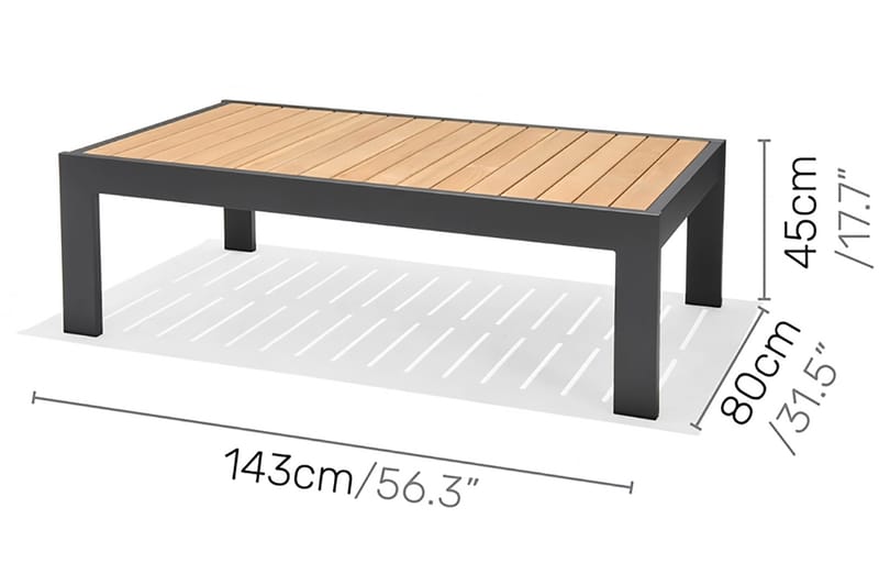 Palau Cafébord och Loungebord Utomhus 143 cm Teak Trä - Grå - Utemöbler - Utebord & trädgårdsbord - Cafebord