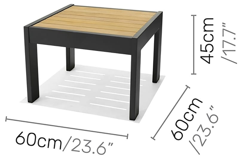 Palau Cafébord och Loungebord Utomhus 63 cm Teak Trä - Grå - Utemöbler - Utebord & trädgårdsbord - Cafebord