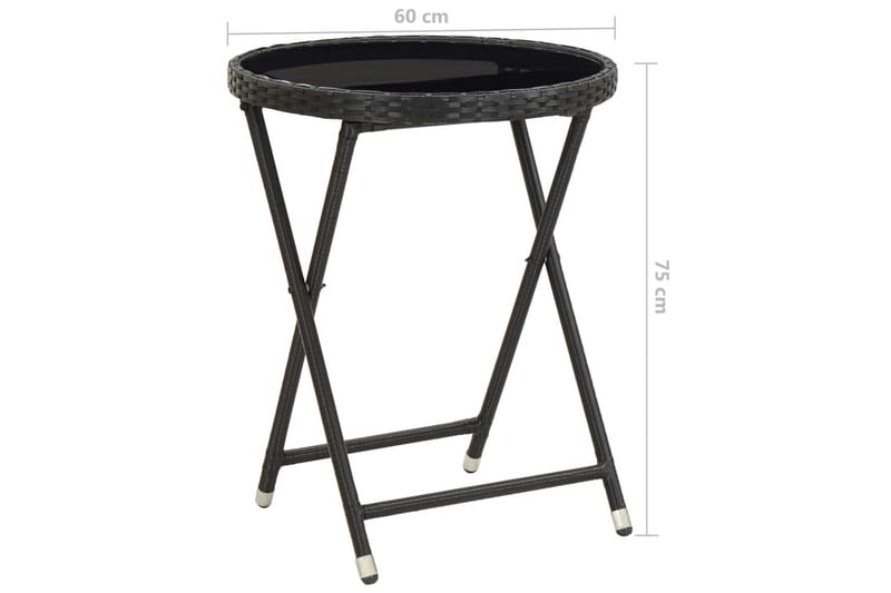 Runt Hopfällbart Cafébord Utomhus 60 cm Konstrotting - Svart - Utemöbler - Utebord & trädgårdsbord - Cafebord