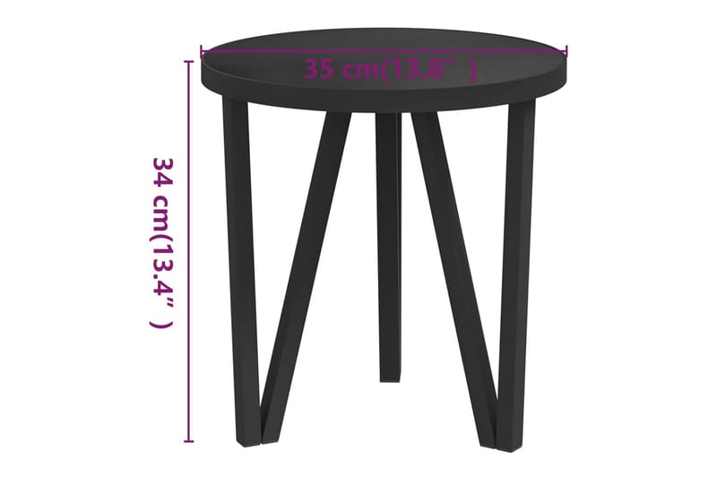 Tebord svart 35 cm MDF - Svart - Cafebord - Balkongbord
