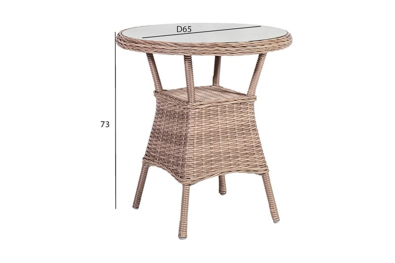 Toscana Runt Cafébord och Bistrobord Utomhus 65 cm Glas Konstrotting - Beige - Utemöbler - Utebord & trädgårdsbord - Cafebord