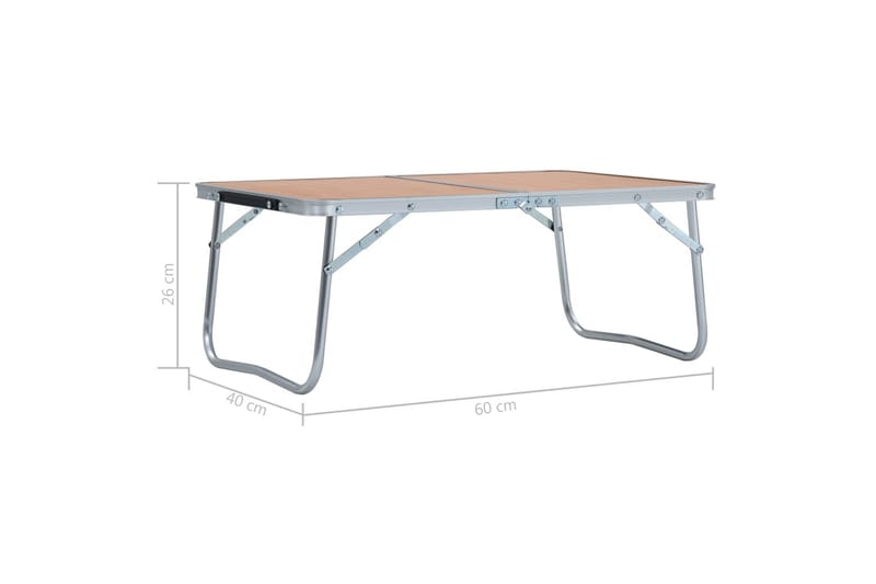 Hopfällbart campingbord brun aluminium 60x40 cm - Brun - Campingmöbler - Campingbord