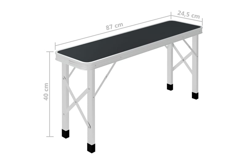 Hopfällbart campingbord med 2 bänkar aluminium grå - Grå - Campingmöbler - Campingbord