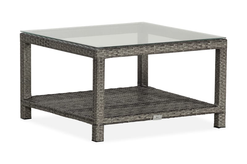 Bahamas Loungebord och Soffbord Utomhus 75 cm Konstrotting Glas - Grå - Utemöbler - Utebord & trädgårdsbord - Loungebord & soffbord utomhus