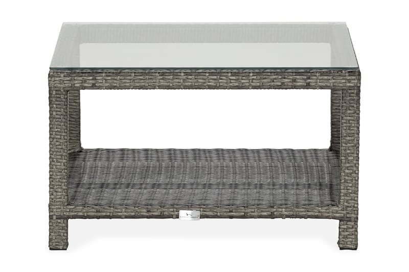 Bahamas Loungebord och Soffbord Utomhus 75 cm Konstrotting Glas - Grå - Utemöbler - Utebord & trädgårdsbord - Loungebord & soffbord utomhus