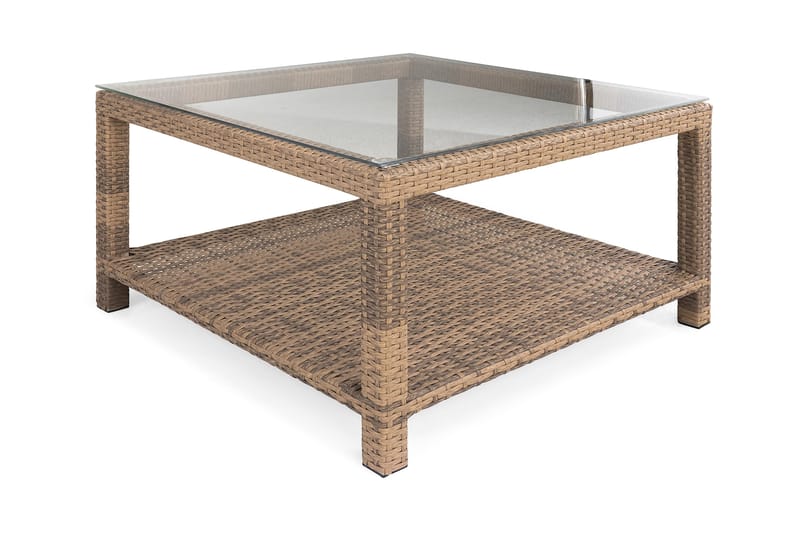 Bahamas Loungebord och Soffbord Utomhus 75 cm Konstrotting Glas - Sand - Utemöbler - Utebord & trädgårdsbord - Loungebord & soffbord utomhus