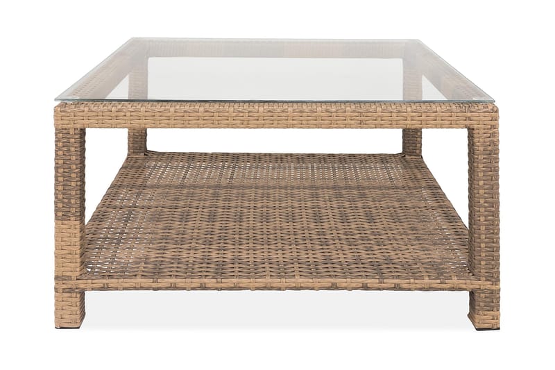 Bahamas Loungebord och Soffbord Utomhus 75 cm Konstrotting Glas - Sand - Utemöbler - Utebord & trädgårdsbord - Loungebord & soffbord utomhus