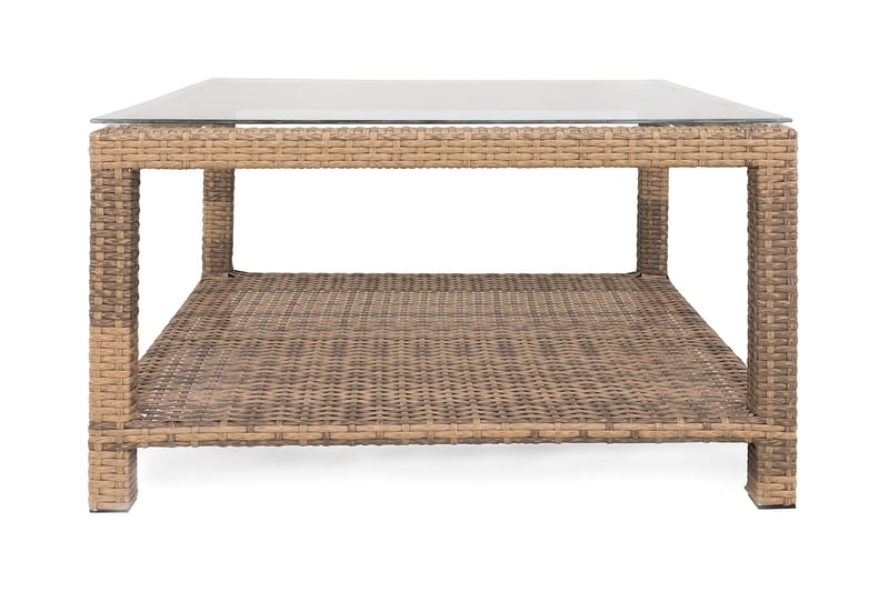 Bahamas Loungebord och Soffbord Utomhus 75 cm Konstrotting Glas - Sand - Utemöbler - Utebord & trädgårdsbord - Loungebord & soffbord utomhus