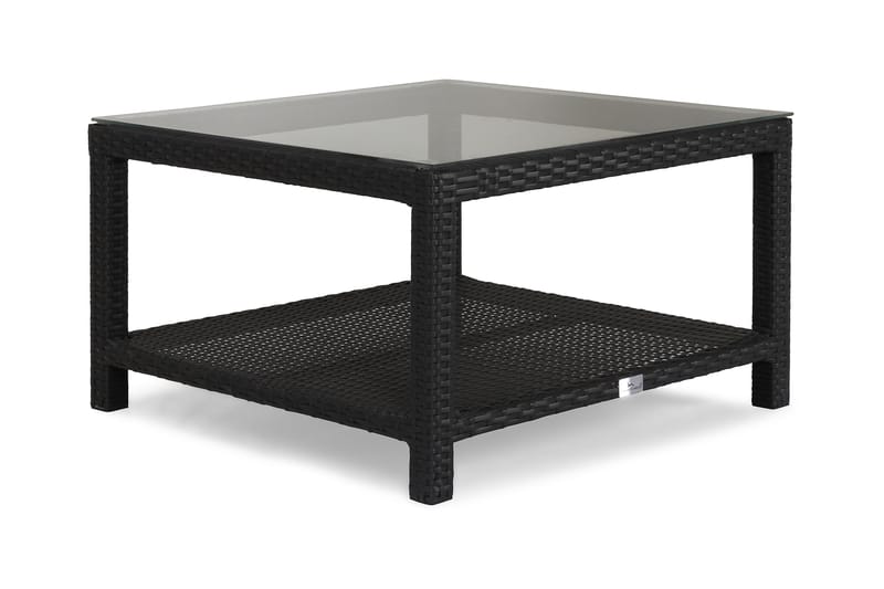 Bahamas Loungebord och Soffbord Utomhus 75 cm Konstrotting Glas - Svart - Utemöbler - Utebord & trädgårdsbord - Loungebord & soffbord utomhus