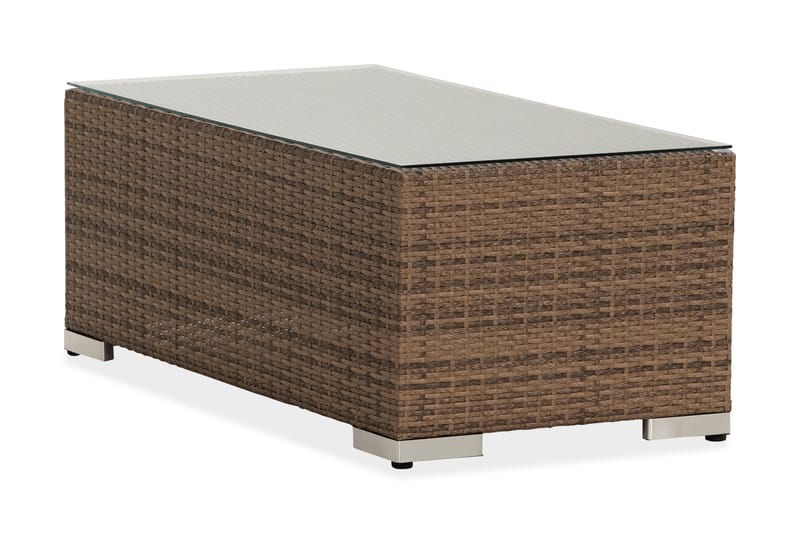 Bahamas Loungebord utomhus 113x58 cm till soffgrupp i konstrotting med glasskiva - Sand Beige - Utemöbler - Utebord & trädgårdsbord - Matbord utomhus