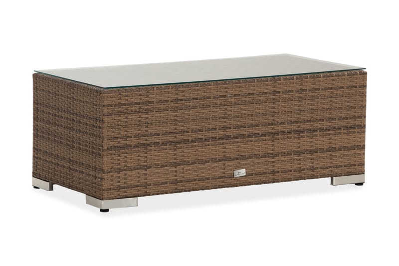 Bahamas Loungebord utomhus 113x58 cm till soffgrupp i konstrotting med glasskiva - Sand Beige - Utemöbler - Utebord & trädgårdsbord - Matbord utomhus