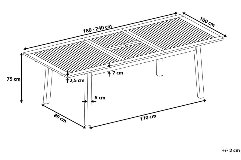 Cesana Trädgårdsbord 240x100 cm - Trä/Natur - Matbord utomhus