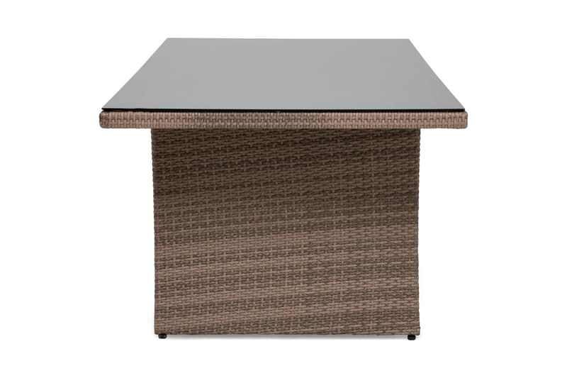 Majestic Matbord Utomhus 210x100 cm – Utebord i konstrotting med bordsskiva i Glas för Trädgård och Altan - Sand Beige - Utemöbler - Utebord & trädgårdsbord - Matbord utomhus