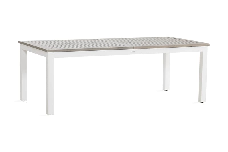 Monaco Stort Förlängningsbart Matbord Utomhus 220-280x100 cm i Aintwood med aluminium ben - Vit / Grå - Utemöbler - Utebord & trädgårdsbord - Matbord utomhus