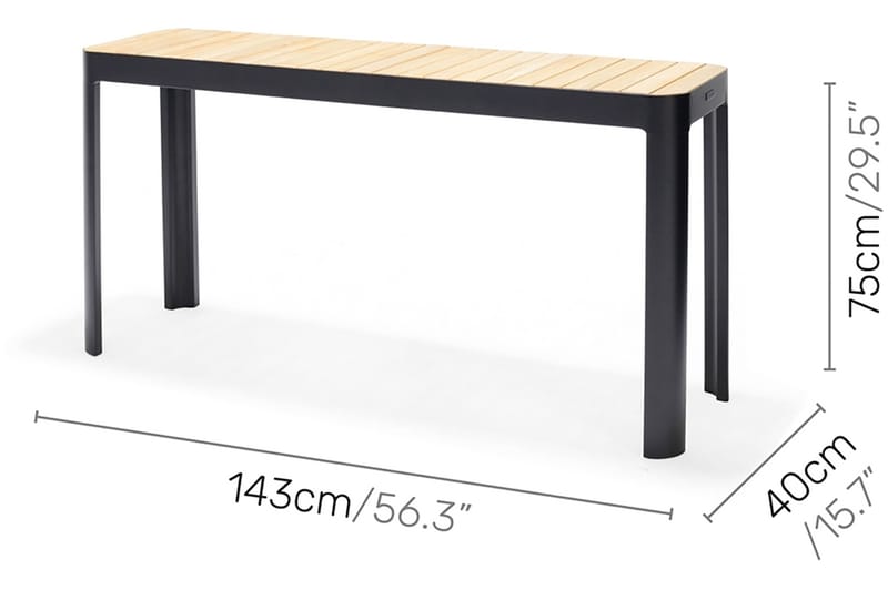 Portals Matbord Utomhus 143 cm - Svart/Trä - Utemöbler - Utebord & trädgårdsbord - Matbord utomhus