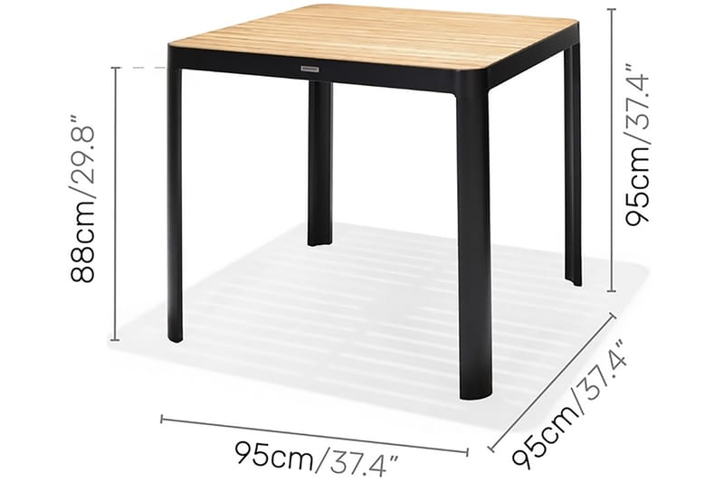 Portals Utebord 95 cm - Svart/Trä - Utemöbler - Utebord & trädgårdsbord - Matbord utomhus