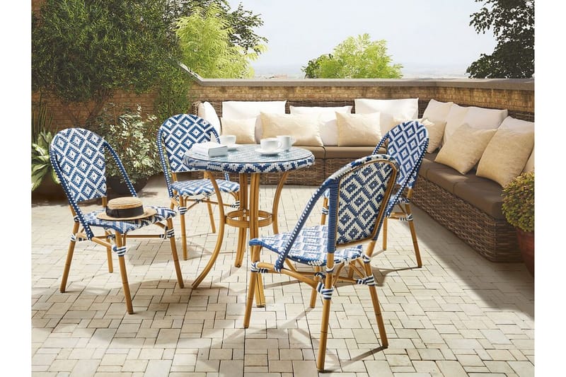 Trädgårdsbord 70 cm blå/vit mönster RIFREDDO - Blå - Matbord utomhus