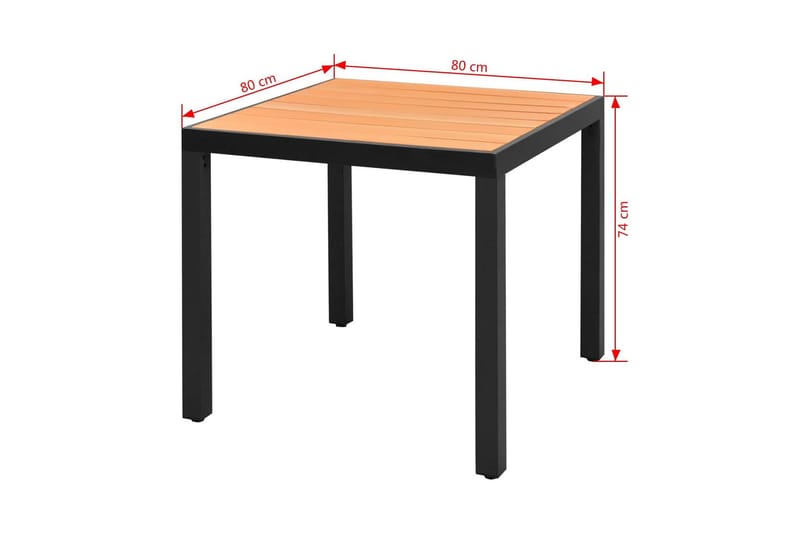Trädgårdsbord brun 80x80x74 cm aluminium och WPC - Brun - Matbord utomhus