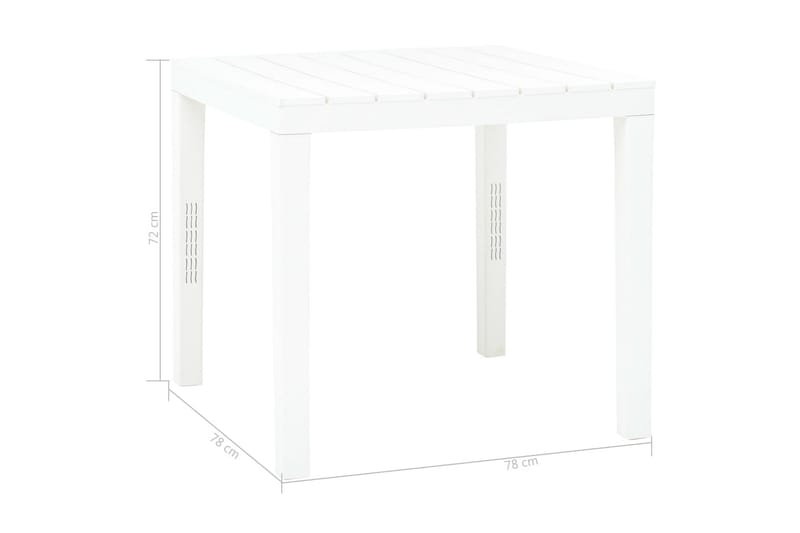 Trädgårdsbord vit 78x78x72 cm plast - Vit - Utemöbler - Utebord & trädgårdsbord - Matbord utomhus