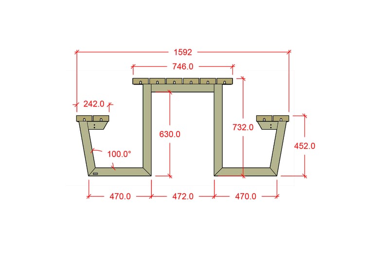 PLUS Wega Bänkset 177 cm - Utemöbler - Utebord & trädgårdsbord - Picknickbord & bänkbord