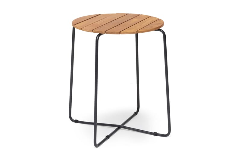 Oas Runt Cafébord och Kaffebord Utomhus 56 cm Trä Teak - Brun/ Svart - Utemöbler - Utebord & trädgårdsbord - Sidobord utomhus