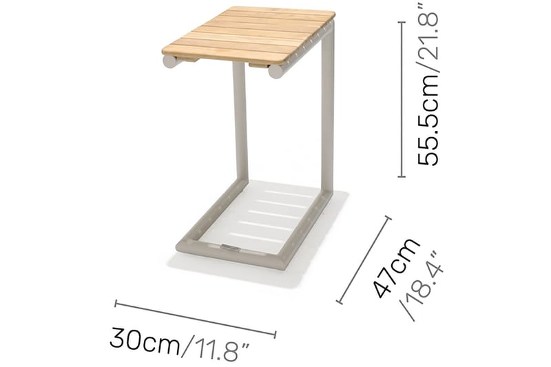 Portals Sidobord och Avlastningsbord Utomhus 47 cm Teak Trä - Vit - Utemöbler - Utebord & trädgårdsbord - Sidobord utomhus