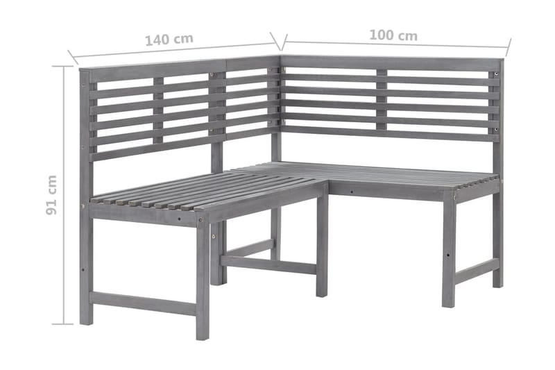 Hörnbänk grå 140 cm massivt akaciaträ - Grå - Trädgårdsbänk & utebänk