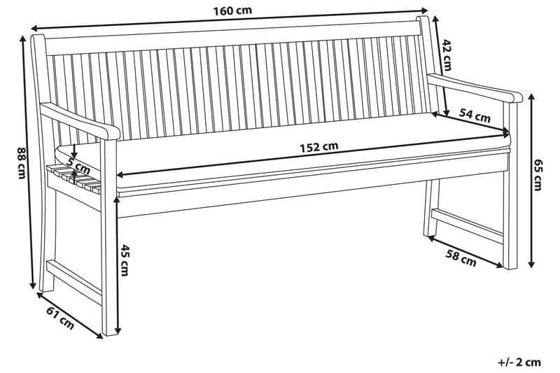 Sutko Trädgårdsbänk 160 cm - Natur/Blå/Akacia - Trädgårdsbänk & utebänk