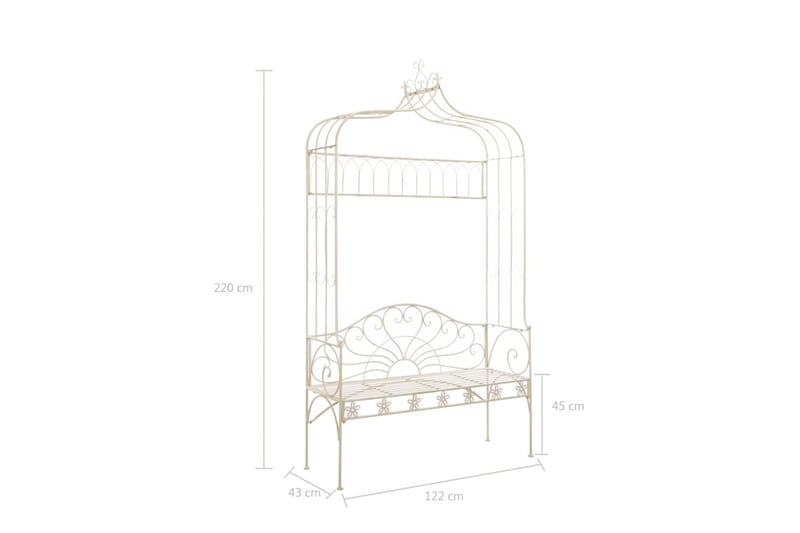 Trädgårdsbänk 122 cm järn antikvit - Vit - Trädgårdsbänk & utebänk