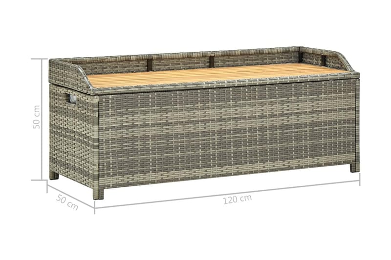 Trädgårdsbänk med förvaring 120 cm konstrotting grå - Grå - Utemöbler - Utesoffa - Trädgårdsbänk & utebänk