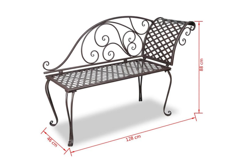 Trädgårdsbänk schäslong 128 cm antikbrun - Brun - Trädgårdsbänk & utebänk