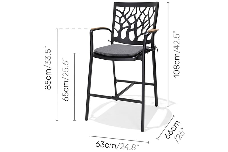 Portals Barstol Utomhus - Svart - Utemöbler - Utestol & trädgårdsstol - Barstol utomhus