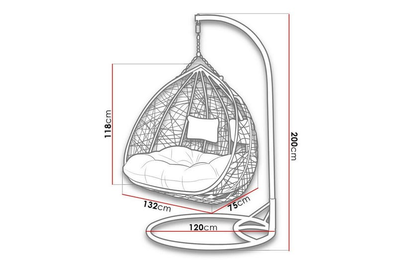 Greencastle Hängstol Utomhus 132 cm - Svart - Utemöbler - Utestol & trädgårdsstol - Hängstol utomhus