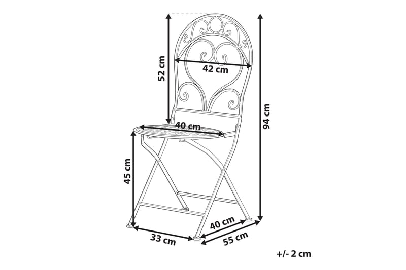 Courville Balkongstol 2-pack - Rosa - Utemöbler - Utestol & trädgårdsstol - Matstol & karmstol utomhus