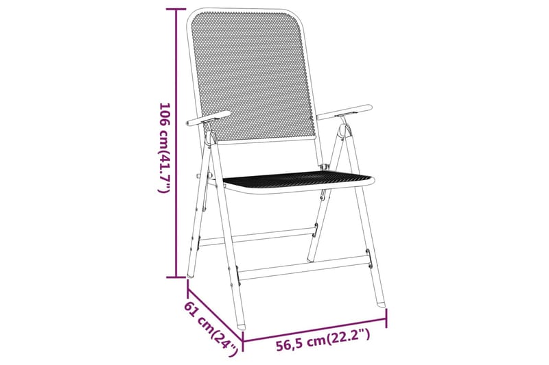 Hopfällbara trädgårdsstolar 4 st sträckmetall antracit - Antracit - Matstol & karmstol utomhus - Balkongstol