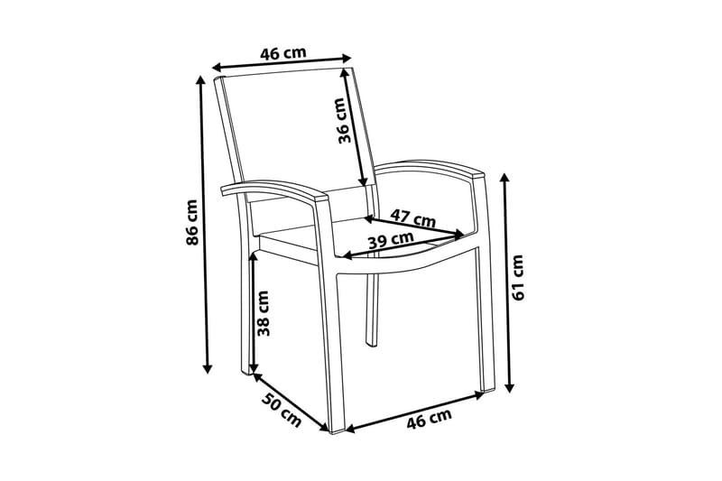 Pereta Trädgårdsstol 4 St 50 cm - Vit - Matstol & karmstol utomhus - Balkongstol