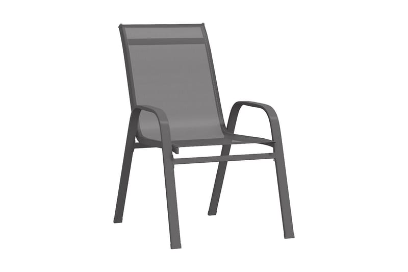 Stapelbara trädgårdsstolar 2 st grå textilentyg - Grå - Matstol & karmstol utomhus - Balkongstol