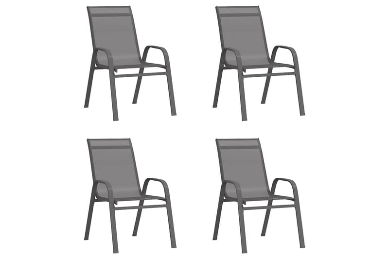 Stapelbara trädgårdsstolar 4 st grå textilentyg - Grå - Matstol & karmstol utomhus - Balkongstol