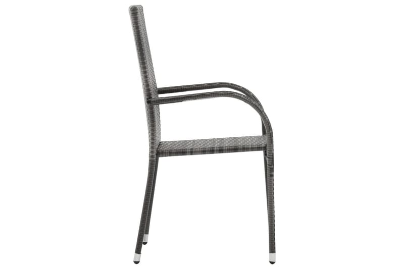 Stapelbara trädgårdsstolar 6 st grå konstrotting - Grå - Matstol & karmstol utomhus - Balkongstol
