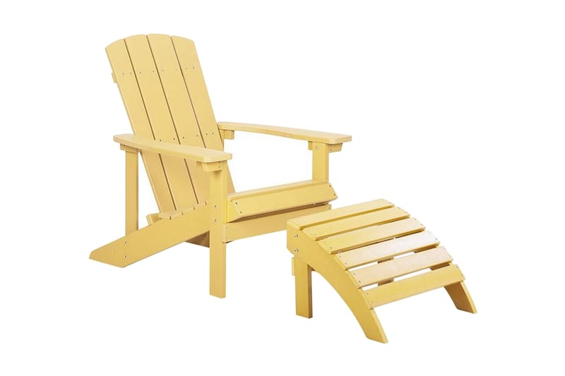 Trädgårdsstol med fotpall gul ADIRONDACK - Gul - Matstol & karmstol utomhus - Utemöbler barn - Balkongstol