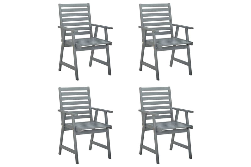 Trädgårdsstolar 4 st grå massivt akaciaträ - Grå - Matstol & karmstol utomhus - Balkongstol