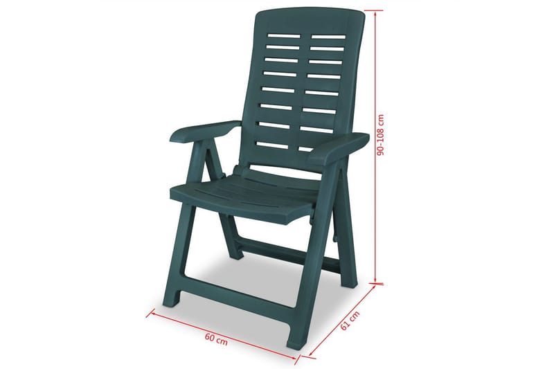 Justerbara trädgårdsstolar 4 st plast grön - Grön - Positionsstol